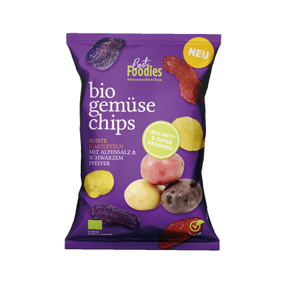 bio gemüse chips - Bunte Kartoffeln mit Alpensalz & schwarzem Pfeffer - NEWCOMER 2024