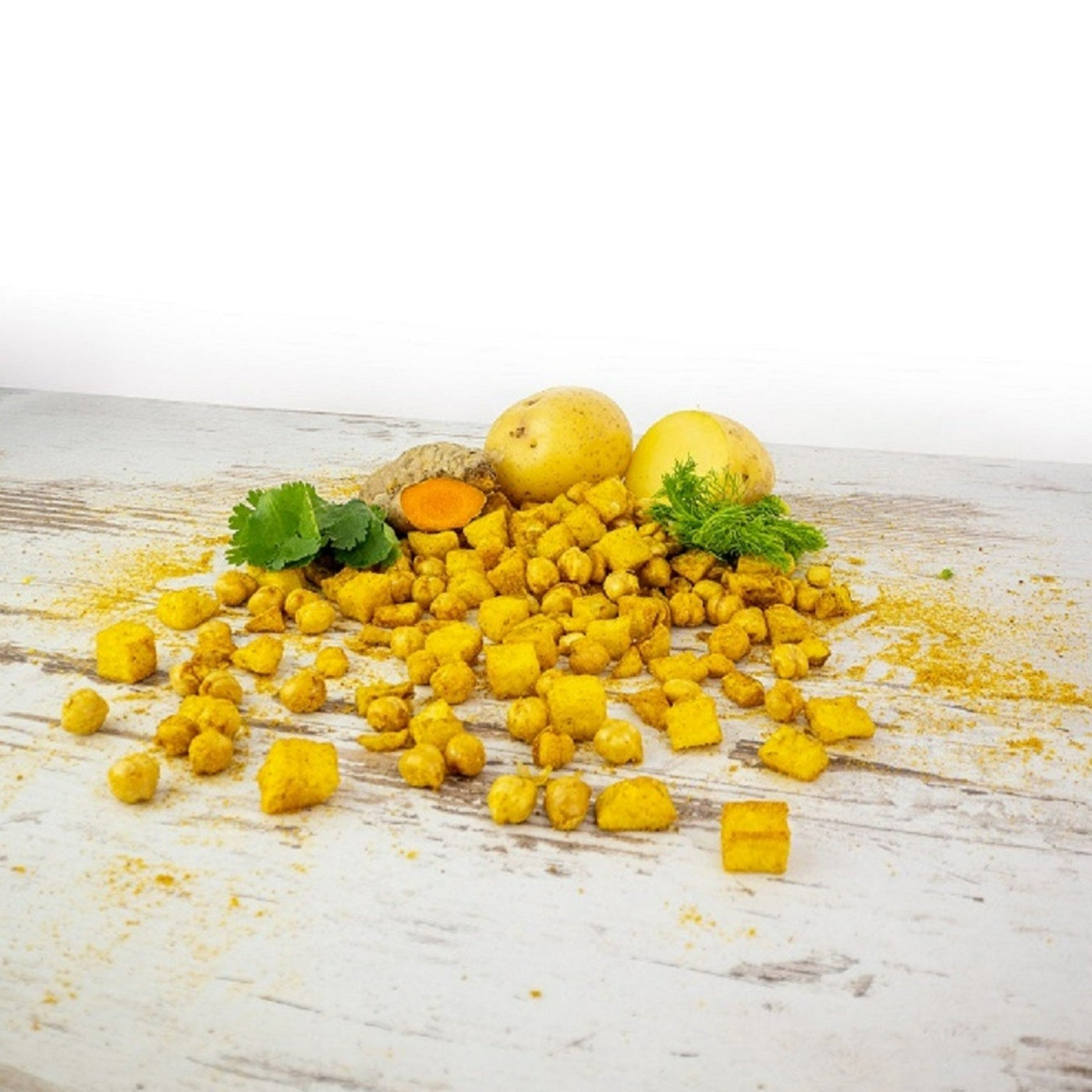 bio gemüse snacks - Better Bites, Kichererbsen & Kartoffelwürfel mit mildem Curry