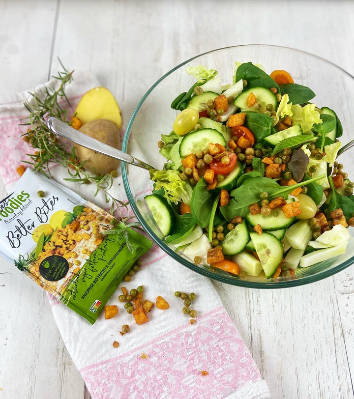bio gemüse snacks - Better Bites, Erbsen & Kartoffelwürfel mit mediterranen Kräuter