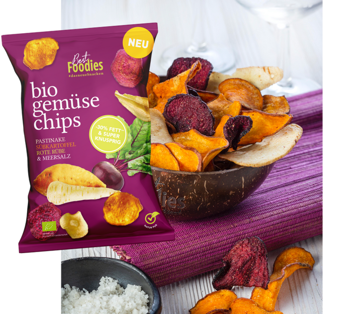 Bio Pastinake, Süßkartoffel, Rote Rübe Chips Mix – 3er Vorteilspaket