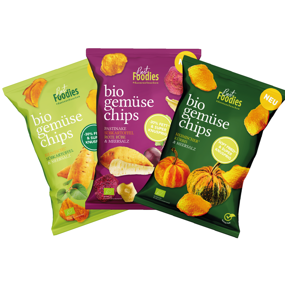 bio gemüse chips, drei Sorten
