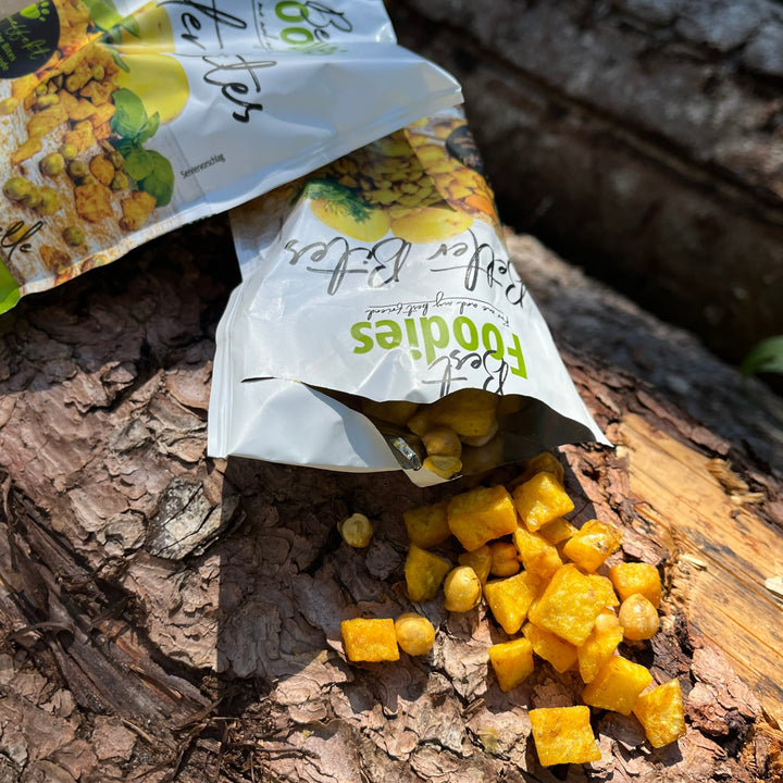 bio gemüse snacks - Better Bites, Kichererbsen & Kartoffelwürfel mit mildem Curry
