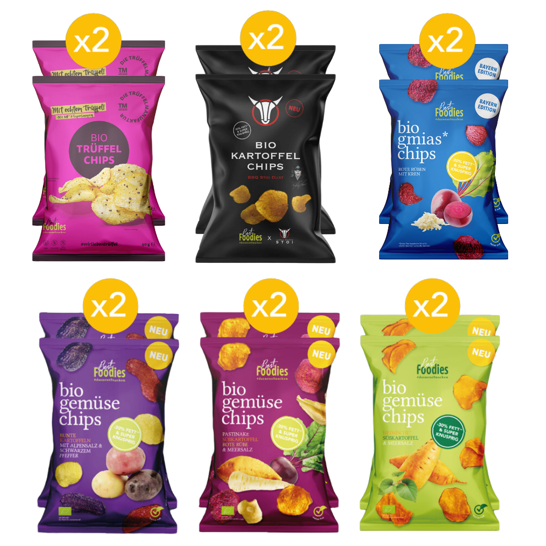 Crazy about Chips Paket - je 2 Beutel aller Best Foodies bio chips (12 Beutel)