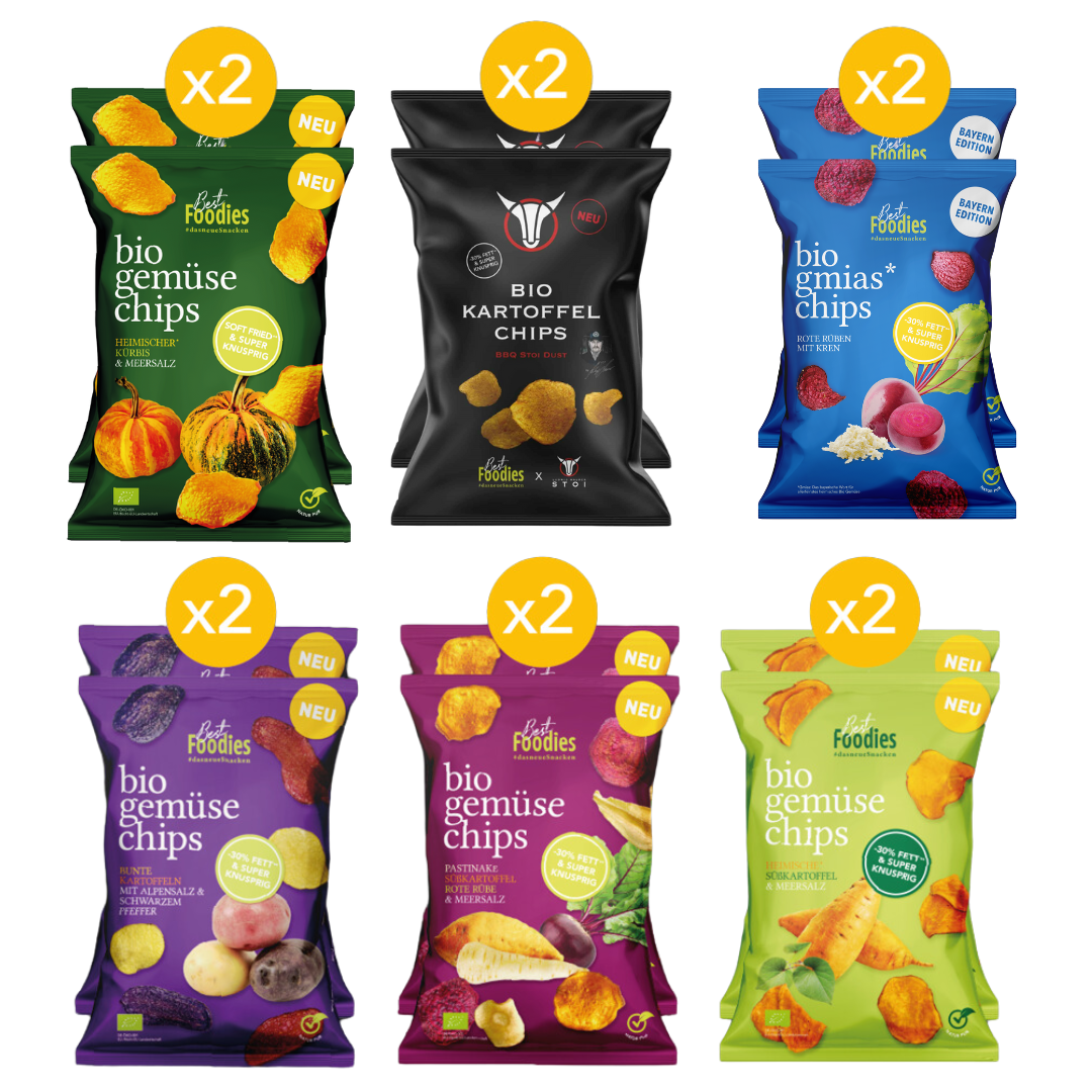 Crazy about Chips Paket - je 2 Beutel aller Best Foodies bio chips (12 Beutel)