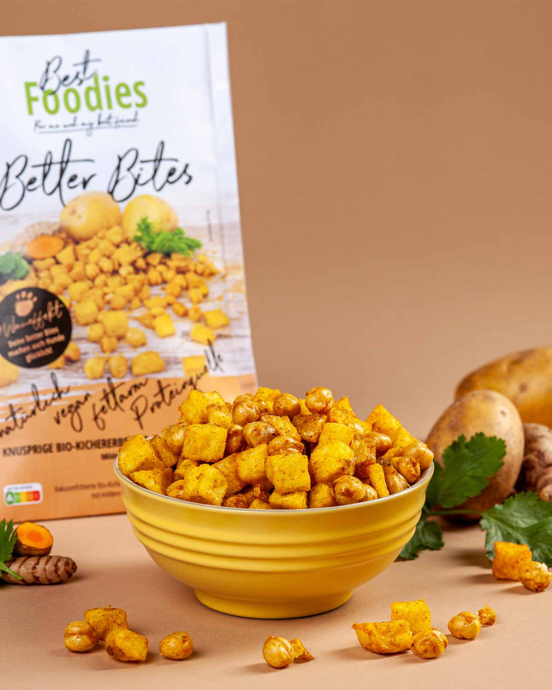 Best Foodies Better Bites mit Kichererbsen und mildem Curry serviert