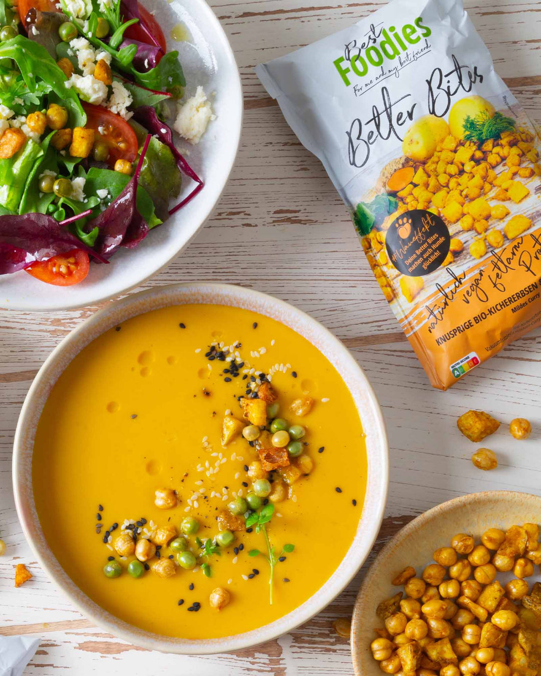 Best Foodies Better Bites mit Kichererbsen als Serviervorschläge auf Salat und Suppe